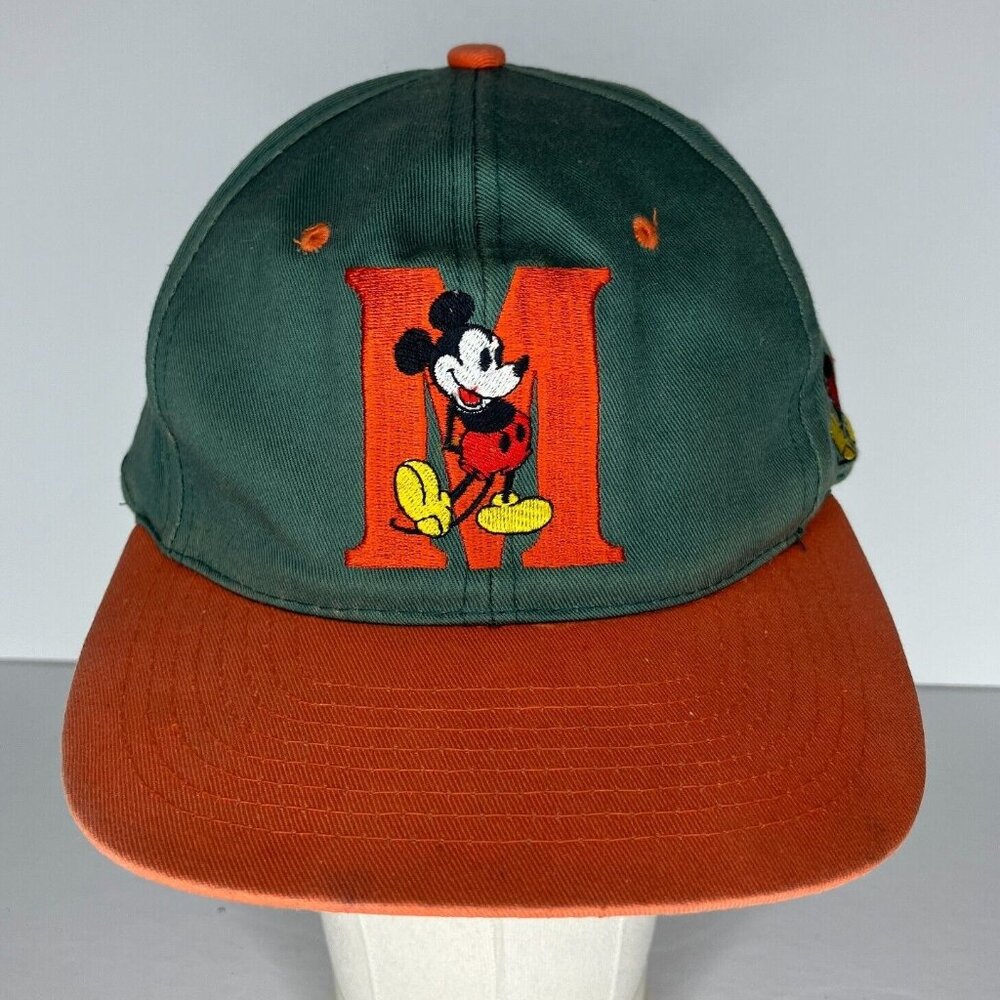 Vintage Disney Mickey Mouse Green Orange Adjustable Hat